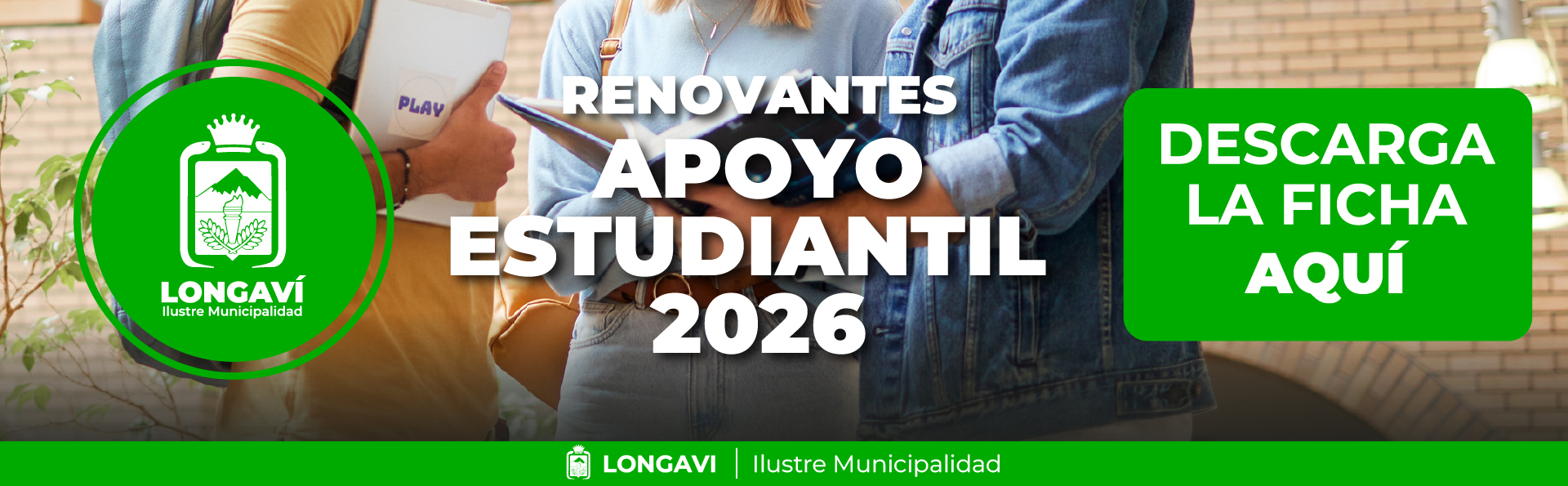 Banner informativo anunciando periodo de renovantes apoyo estudiante segundo semestre 2026